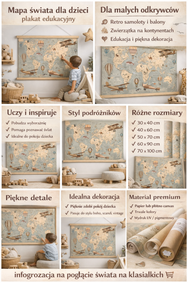 Fototapeta Mapa Świata dla Dzieci