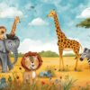 Fototapeta Safari – Słoneczna Sawanna (Cartoon)