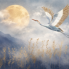 Fototapeta Midnight Heron - Czapla i Ksiezyc