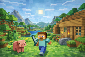 Fototapeta Minecraft - Pixelowa Przygoda dla Dzieci