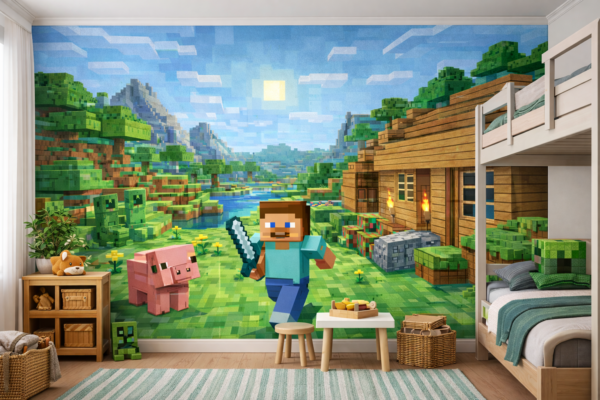 Fototapeta Minecraft - Pixelowa Przygoda dla Dzieci