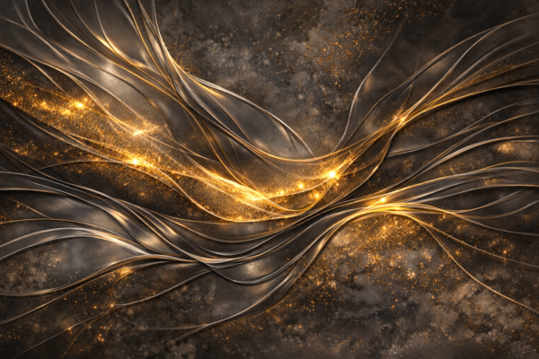Fototapeta Graphite Gold Veil - Grafitowo-złoty welon