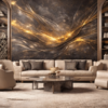 Fototapeta Graphite Gold Veil - Grafitowo-złoty welon