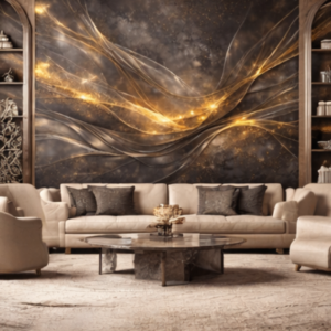Fototapeta Graphite Gold Veil - Grafitowo-złoty welon