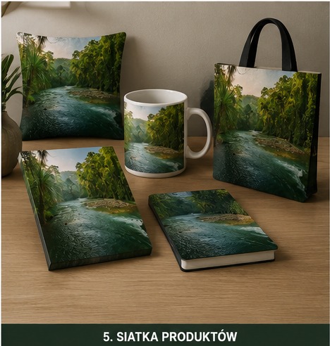 Fototapeta Jungle River – Rzeka w Tropikalnym Lesie - mockup produktów