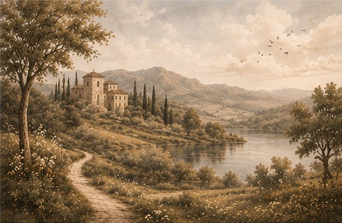 Panel szklany do kuchni Lakeside Path – Ścieżka nad Jeziorem