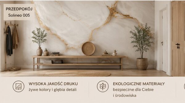 Fototapeta Biało-Złoty Marmur – Wariant Delikatny