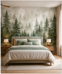 Fototapeta Misty Woods – Zielony Las we Mgle