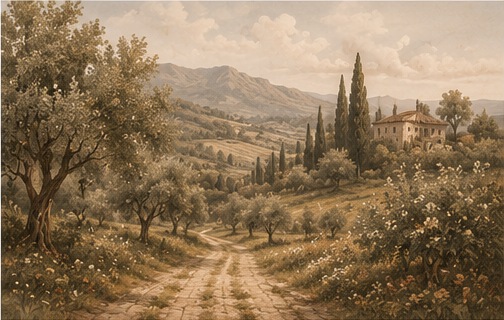 Panel szklany do kuchni Olive Grove – Gaj Oliwny