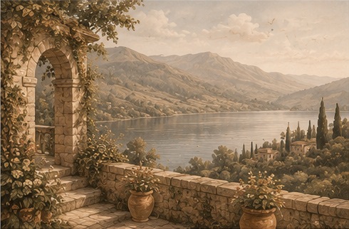 Panel szklany do kuchni Stone Terrace – Kamienny Taras