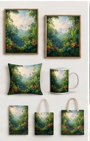 Fototapeta Tropical Eden – Bujna Dżungla z Kwiatami - mockup produktów