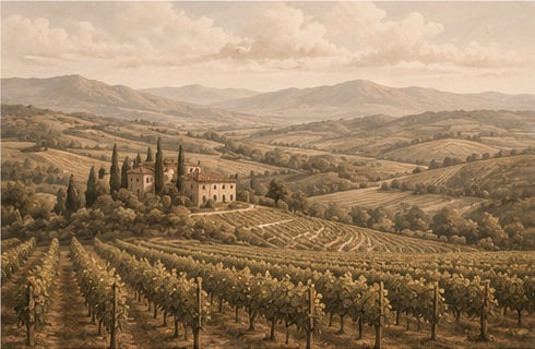 Panel szklany do kuchni Vineyard Valley – Winnica w Dolinie