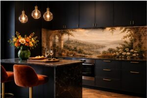 Panel szklany do kuchni Flower Terrace – Taras z Kwiatami