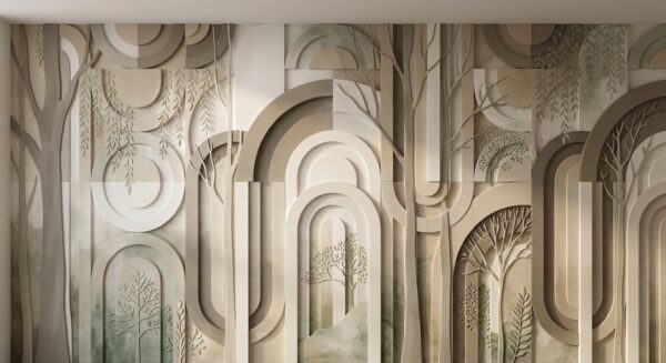 Fototapeta tłoczona 3D – Botaniczne łuki modern organic