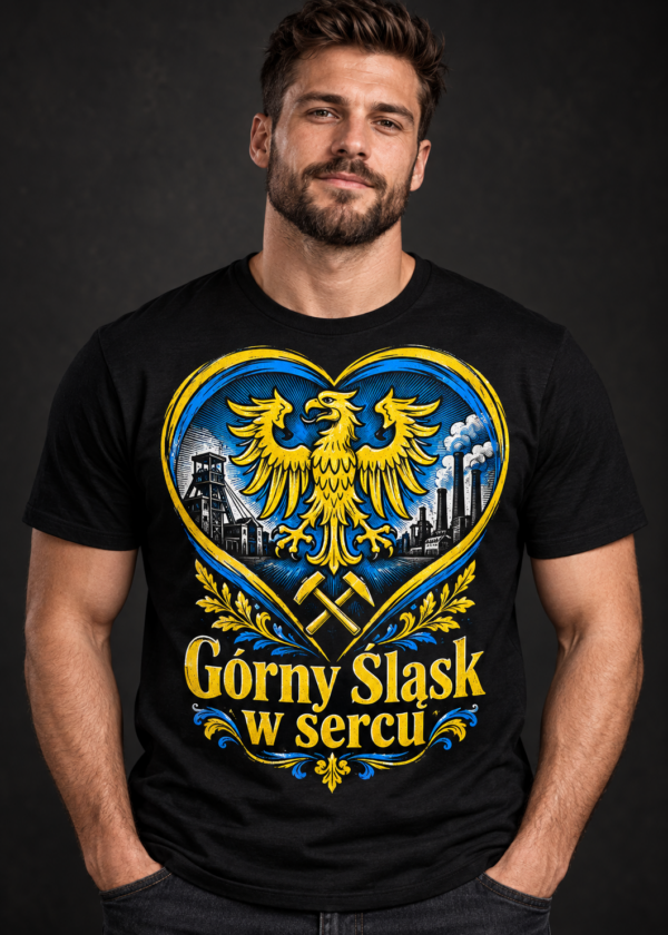 Koszulka śląska z nadrukiem Górny Śląsk w sercu