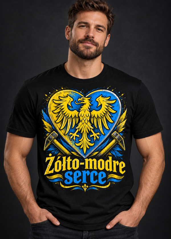 Koszulka śląska z nadrukiem Żółto-modre serce