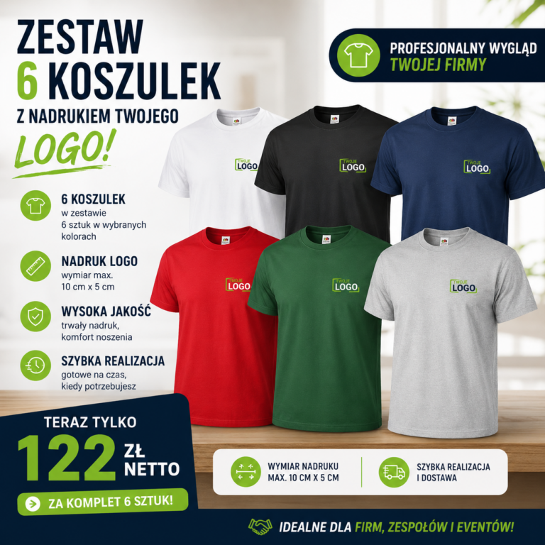 Bluza firmowa z nadrukiem czy polar z logo? Co wybrać dla pracowników? 1 Zestaw 6 koszulek