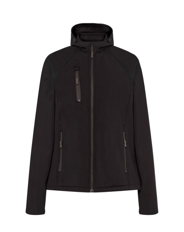 Softshell damski z kapturem JHK Soft HoodL z nadrukiem